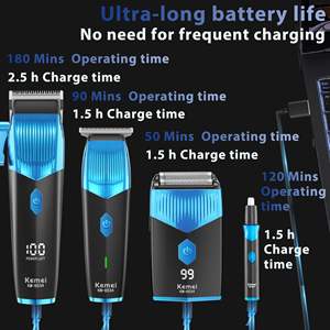 Tondeuse à cheveux pour hommes, ensemble de tondeuses, étanche, alimentation USB, rasoir électrique IPX7 avec écran LCD pour la coupe de cheveux, le toilettage et la coupe des poils du nez - Product Image 3