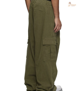 Pantalon cargo baggy à quatre poches pour femmes de la meilleure qualité tissu en toile avec style avant plat - Product Image 1