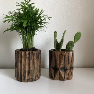 Juego de 2 macetas de madera Uso de macetas para exteriores e interiores para decoración de hogares y hoteles con soporte de madera - Product Image 4