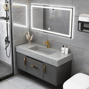 Tocadores de baño montados en la pared, duraderos, modernos, de PVC, impermeables, para Villa, armarios de lavabo, madera contrachapada, servicio OEM personalizado a petición - Product Image 4