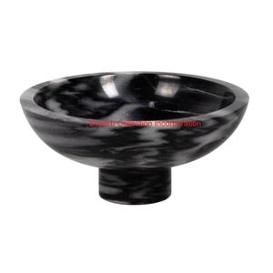 Cuenco de pedestal de mármol oscuro Natural hecho a mano, Centro de Mesa de Piedra moderno elegante para decoración del hogar, decorativo de mármol sólido Premium - Product Image 4