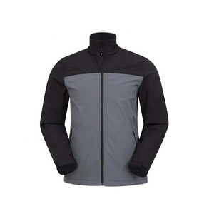 Veste Softshell imperméable de qualité supérieure pour hommes, respirante, col montant, fermeture à glissière complète, noir et gris - Product Image 3