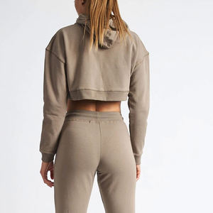 High Quality Custom <b>Hooded</b> Sweatshirt <b>Women</b> Fleece <b>Coat</b> Autumn <b>Winter</b> Warm 1/2 Zipper Crop Tops Hoodie <b>For</b> <b>Women</b> - Product Image 5