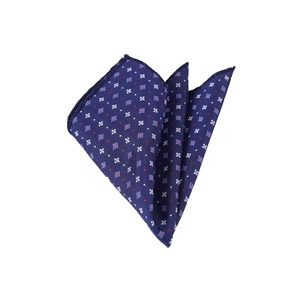 Navy Blue, <b>White</b>, Blue Patterned Jacquard Woven Neckerchief - Product Image 1