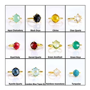 แหวนพลอยชุบเงินแหวน925อัญมณีทรงกลมขนาด8มม. สำหรับเป็นของขวัญสำหรับเธอ - Product Image 3