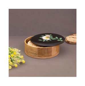 Casserole en bois personnalisée avec émail imprimé et couvercle en laiton Casserole en bois meilleur artisanat - Product Image 6