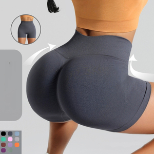 Pantalones de Fitness de cintura alta para mujer, pantalones cortos de Yoga de punto sin costuras, cintura elástica, pantalones cortos deportivos ajustados para correr - Product Image 2