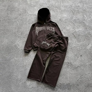 ชุดวอร์มวินเทจปักลายสำหรับผู้ชายชุดวอร์มแนวสตรีทผ้ามีฮู้ดและเสื้อฮู้ดชุดวอร์มซักกรดซีดแสงแดด - Product Image 4