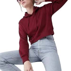 Sudadera con capucha corta informal Lisa para mujer, tela de algodón, impresión personalizada OEM, proveedor de fábrica - Product Image 1