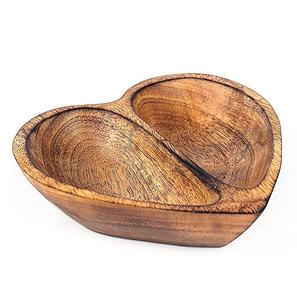 Bol décoratif en bois naturel en forme de cœur, bois d'acacia naturel, bois de manguier - Product Image 2