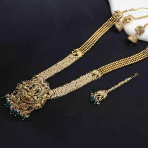 Antique <b>Imitation</b> Brass Jewelry Custom Fashion Long Necklaces with Temple Designs for Weddings - Product Image 1