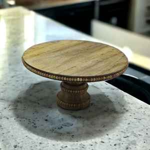 Customized Medium Antique <b>Vintage</b> Farmhouse Mango Wood Hand Carved Eco-Friendly Dessert <b>Cake</b> Display <b>Stand</b> Wedding Pillar Set - Product Image 4