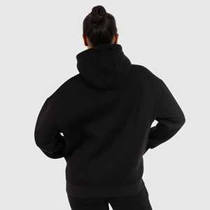 High Quality <b>Black</b> Oversized Hoodie For <b>Women</b> Custom Logo Plain Long Sleeve <b>Fleece</b> Jacket Pullover Style Washed Effect Plus Size - Product Image 2