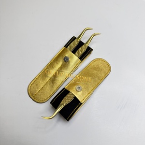 Pince à épiler pour extensions de cils en acier inoxydable noir, anti-magnétique, anti-statique, à pointe lisse de 10 mm, avec porte-clés drapeau américain et logo personnalisé, pour la beauté - Product Image 6