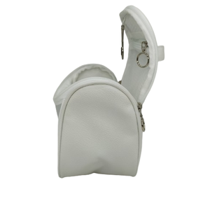 Bolsa de cosméticos de maquillaje personalizada de viaje con logotipo personalizado, bolsa de cosméticos de maquillaje de material de PU blanco con cremallera hecha en Vietnam - Product Image 3