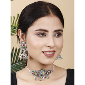 GS Multicolor Round Center Flower <b>Choker</b> for Wedding Occasions - Product Image 3