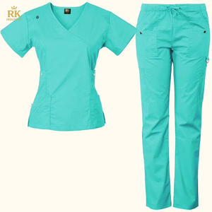 Nuevos Estilos de Uniformes Médicos Elásticos para Mujer, Conjuntos de Uniformes Médicos con Bolsillo con Cremallera, Uniformes Médicos de Manga Corta para Hospital - Product Image 5