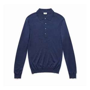 Camisas de polo Venta caliente Diseño de moda Tallas grandes Hombres Polo de manga larga Hecho de 100% Tela de punto de lana Polo Camisa para hombres - Product Image 2