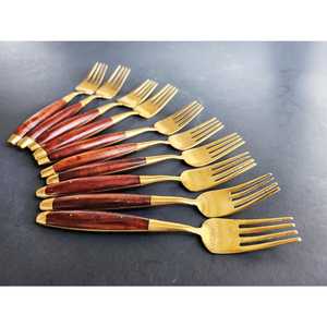 ชุดส้อมทองเหลืองโบราณสุดหรูพร้อมด้ามไม้ตามหลักสรีรศาสตร์สร้างได้อย่างสมบูรณ์แบบสำหรับโรงแรมบ้านและงานเลี้ยง - Product Image 6