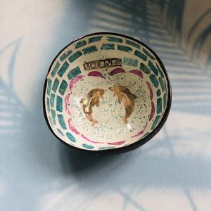 Bols en bois de noix de coco résistants aux fissures avec incrustation de perles, bols en noix de coco naturelle pour les fêtes ou la restauration et le restaurant - Product Image 1