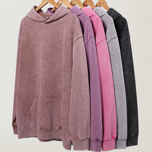 Pull à capuche surdimensionné vintage délavé à l'acide avec logo personnalisé pour hommes de haute qualité 400 GSM French Terry 100% Cotton No String Winter - Product Image 4