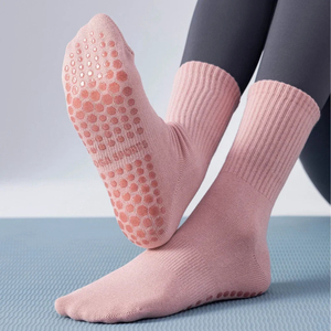Calcetines de agarre antideslizantes finos transpirables para mujer para Yoga Pilates Fitness baile deportes atléticos tubo medio - Product Image 4