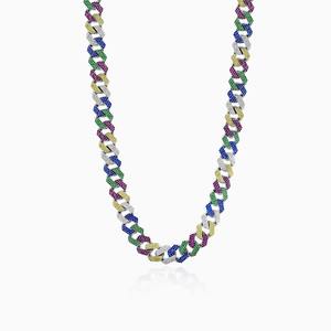 Collar de Hombre de Plata con Eslabones Cubanos Redondos de Alta Calidad, Nuevo, Sintético (Creado en Laboratorio) de Vietnam - Cinco Elementos - Product Image 1