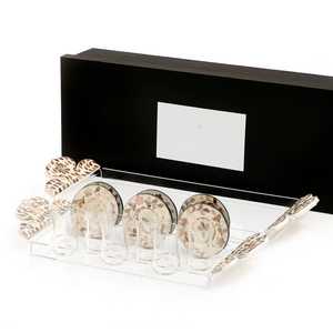 Cadeaux de mariage tendance : Ensemble de plateaux de service rectangulaires modernes en acrylique transparent avec poignée en résine nacre, taille personnalisée - Product Image 4