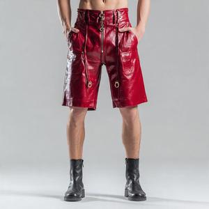 กางเกงขาสั้นผู้ชายหนังมีกระดุมเอวมีกระเป๋ามีซิปสำหรับนักขี่มอเตอร์ไซค์ - Product Image 2