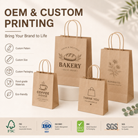 Sac en papier compostable à poignée torsadée, sans plastique, en kraft, pour le commerce de détail bio, la boulangerie, l'emballage alimentaire, la vente en gros, en vrac, OEM