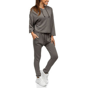 Nuevo 2025 invierno primavera mujeres Jogging trajes casual de talla grande Crop Hoodie y pantalón conjuntos mujeres chándal al por mayor con OEM - Product Image 2