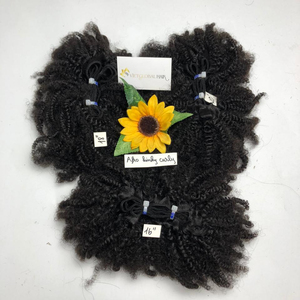 Afro Kinky Curly Cambodian Hair Weft Color negro natural Cutícula alineada Raw Vietnamita Pelucas de cabello humano - Product Image 1