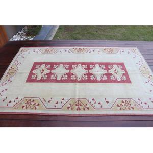 พรมตุรกี, พรมขนาดใหญ่ 5.2x7.9 ฟุต, พรมขนสัตว์สีแดงลายนามธรรมสไตล์วินเทจ - Product Image 3