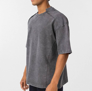 T-shirt pour homme en coton 100% poids lourd 400 GSM, surdimensionné, épaules tombantes, anti-froissement, respirant, streetwear - Product Image 2