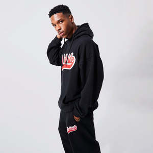 Ensemble survêtement homme personnalisé avec logo, streetwear d'hiver léger 100% coton, pantalon de survêtement et sweat-shirt à capuche, motif uni - Product Image 4