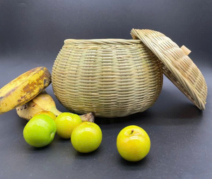 Panier suspendu avec couvercle en bambou de gros - Product Image 3