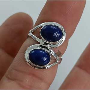 925 Sterling Silver Handmade Boho <b>Statement</b> Women's <b>Ring</b> Dual Blue Lapis Lazuli Gemstone Inlay 18K Plating Gift for Her - Product Image 6