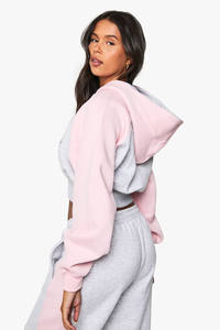 Sudadera con capucha de mujer con cremallera y Panel de contraste de alta calidad, sudadera cálida Flecce antiarrugas transpirable para gimnasio y ropa de calle, sudaderas con capucha para mujer - Product Image 2