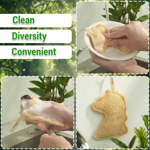 Luffa naturel, brosse éponge à vaisselle de cuisine pour la maison et la cuisine Fournitures de nettoyage Exfoliant Loofah pour femmes hommes - Product Image 3