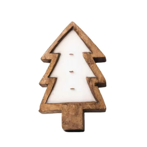 Bol à pâte d'arbre de Noël en bois d'acacia fabriqué à la main rustique bougeoir en vrac en gros bol de décoration de vacances - Product Image 1