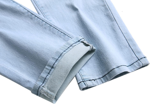 Pantalones vaqueros rasgados desgastados para hombre de talla grande, transpirables, hechos a medida, acampanados, pantalones vaqueros para niños, ropa de calle - Product Image 5