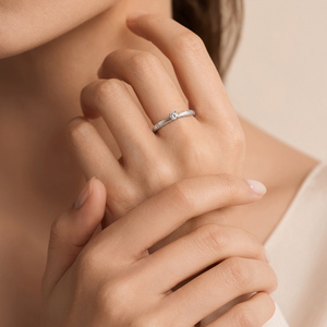 Jeulia Minimalist Brushed Round Cut Bamboo Promise Fashion <b>Ring</b> - Product Image 5