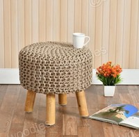 Pouf et banc ottoman modernes en bambou avec rangement rembourré en tissu pour usage hôtelier