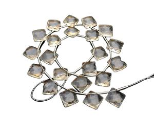 Cristal naturel Quartz pierre précieuse 22 pièces à facettes forme carrée géométrique perles de briolette fabrication de bijoux - Product Image 1