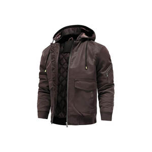 Veste de motard vintage d'hiver, veste courte en cuir PU - Product Image 2