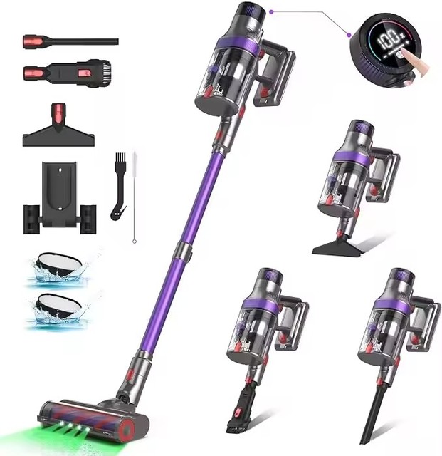All One Cordless Stick Vacuum Cleaner with 45000Pa 1.5L Stainless Steel Dust Cup Self-Standing 5 Fold Filtration System US Plug