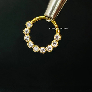 14K Yellow <b>Gold</b>/<b>Rose</b> <b>Gold</b> Natural Diamond Daith Piercing Fine Jewelry-Women's Gift - Product Image 1