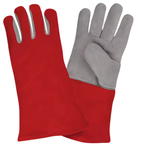 Guantes de cuero dividido de piel de vaca reforzada de alta calidad Guantes DE SEGURIDAD ignífugos resistentes al calor para construcción de pulgar recto - Product Image 2