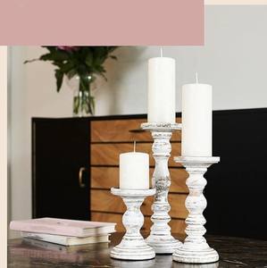 Bougeoir en bois de style ferme fait à la main porte-bougie décoratif pour table à manger décoration de la maison pour Halloween - Product Image 2