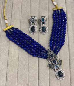 Recién llegado, conjunto de joyería india de boda de latón para mujeres y niñas, collar multicolor, pendientes, Gargantilla larga para fiestas y regalos - Product Image 2